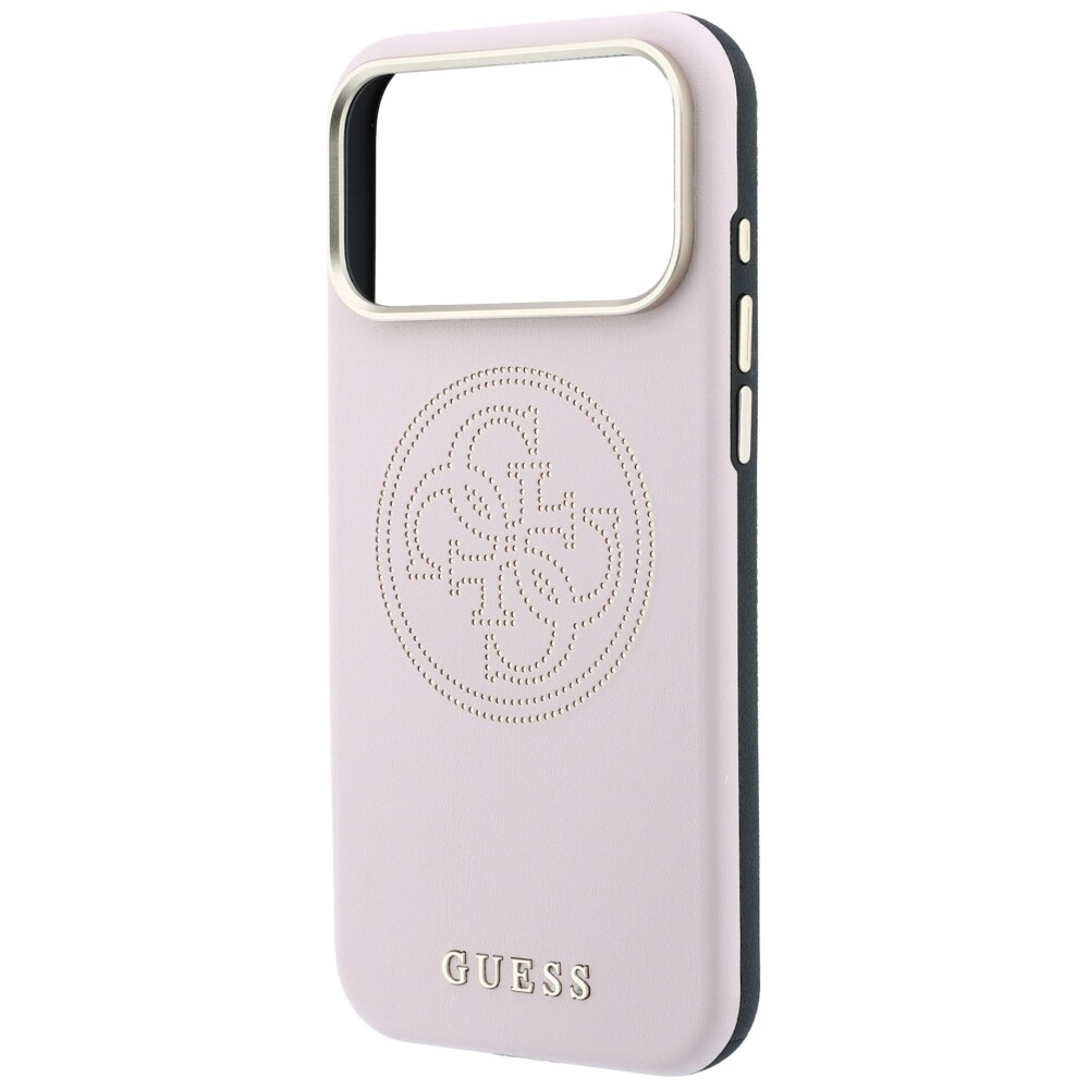 Guess perforerat 4G-fodral med guldlogotyp och MagSafe-funktion för iPhone 17 Pro / 18 Pro – Rosa
