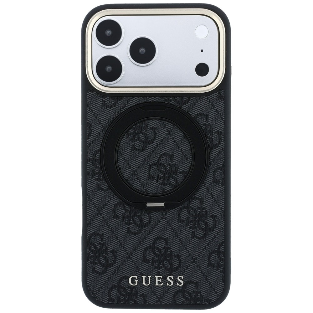 Guess Ring Stand 360 4G Classic Logo MagSafe-fodral för iPhone 17 Pro / 18 Pro – Svart