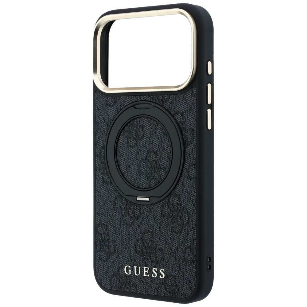 Guess Ring Stand 360 4G Classic Logo MagSafe-fodral för iPhone 17 Pro / 18 Pro – Svart