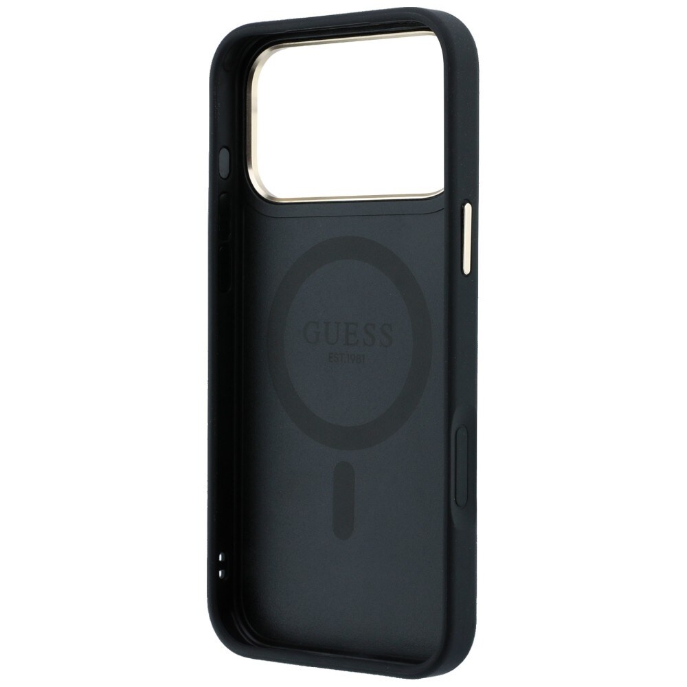 Guess Ring Stand 360 4G Classic Logo MagSafe-fodral för iPhone 17 Pro / 18 Pro – Svart