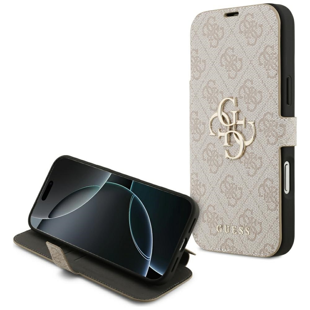 Guess Book 4G metallfodral med logotyp för iPhone 18 Pro Max / 17 Pro Max – Rosa