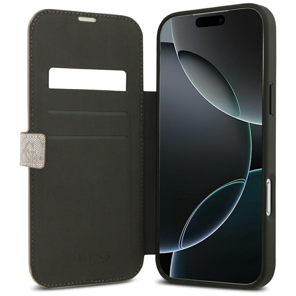 Guess Book 4G metallfodral med logotyp för iPhone 18 Pro Max / 17 Pro Max – Rosa