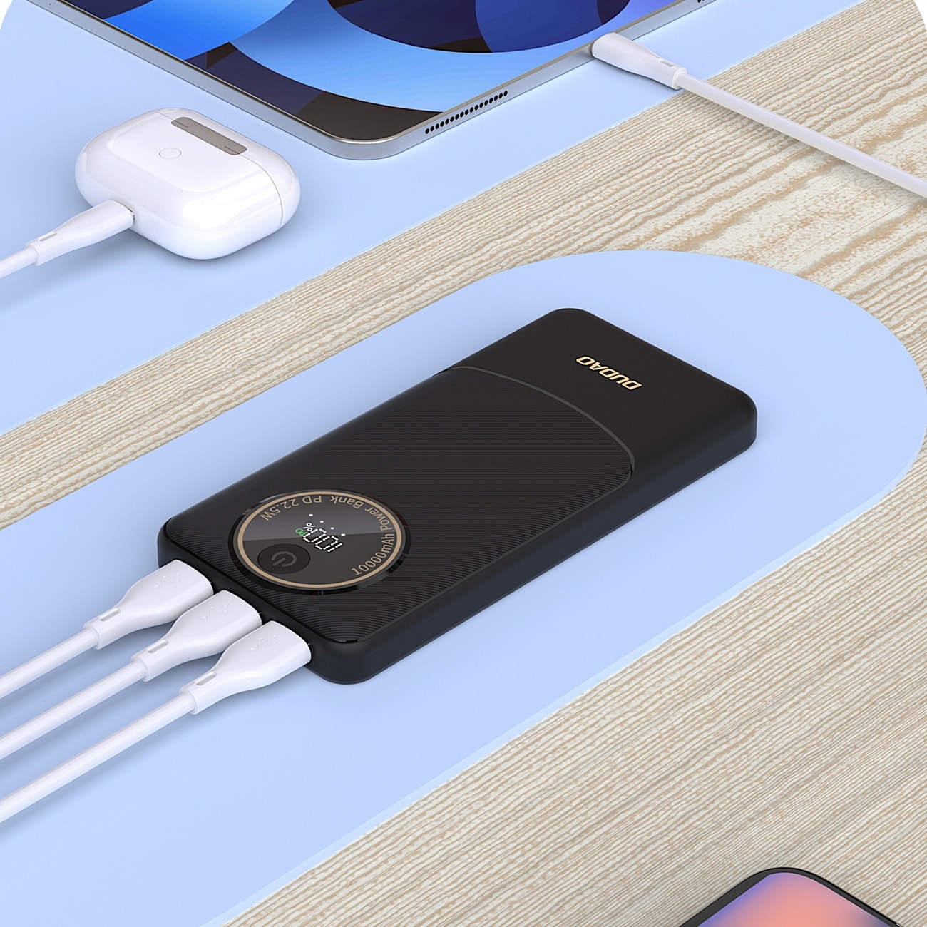 Dudao K12 Powerbank 10 000 mAh PD 22,5 W USB-A USB-C – Svart