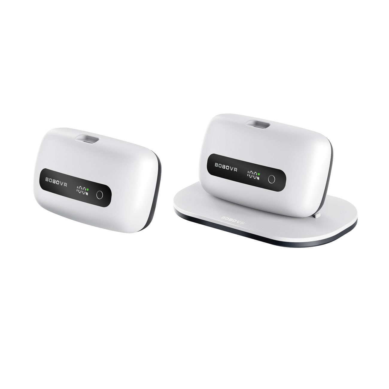 BoboVR BM60-2 6500 mAh-batteri för BoboVR M3 Pro+ och BoboVR M3, 2 st. med laddningsstation – vitt