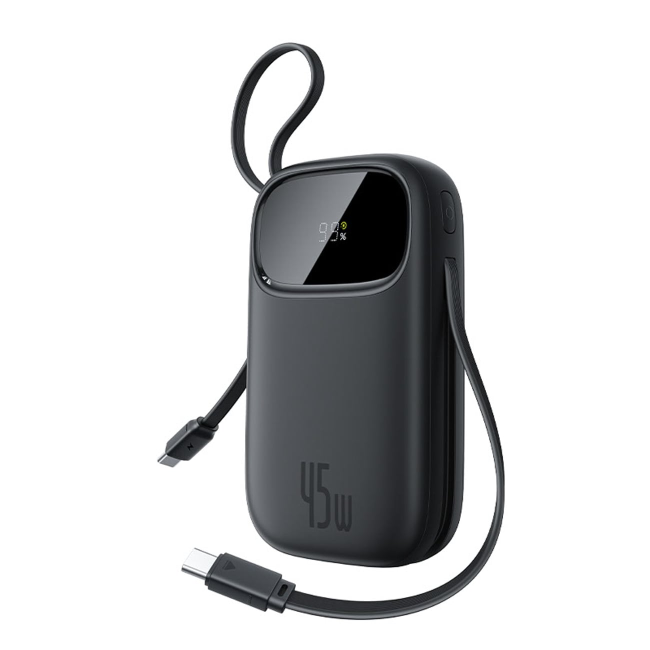 Baseus EnerFill FC31 QPow3 10 000 mAh 45 W powerbank m/display og 2 innebygde USB-C-kabler – svart