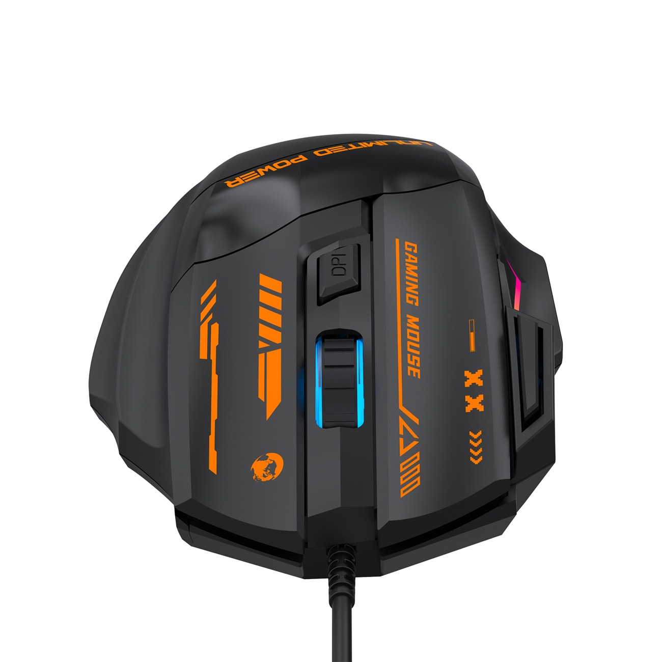 Wozinsky WMGK-1179W – optisk spelmus med sladd, 7200 DPI och bakgrundsbelysning – svart