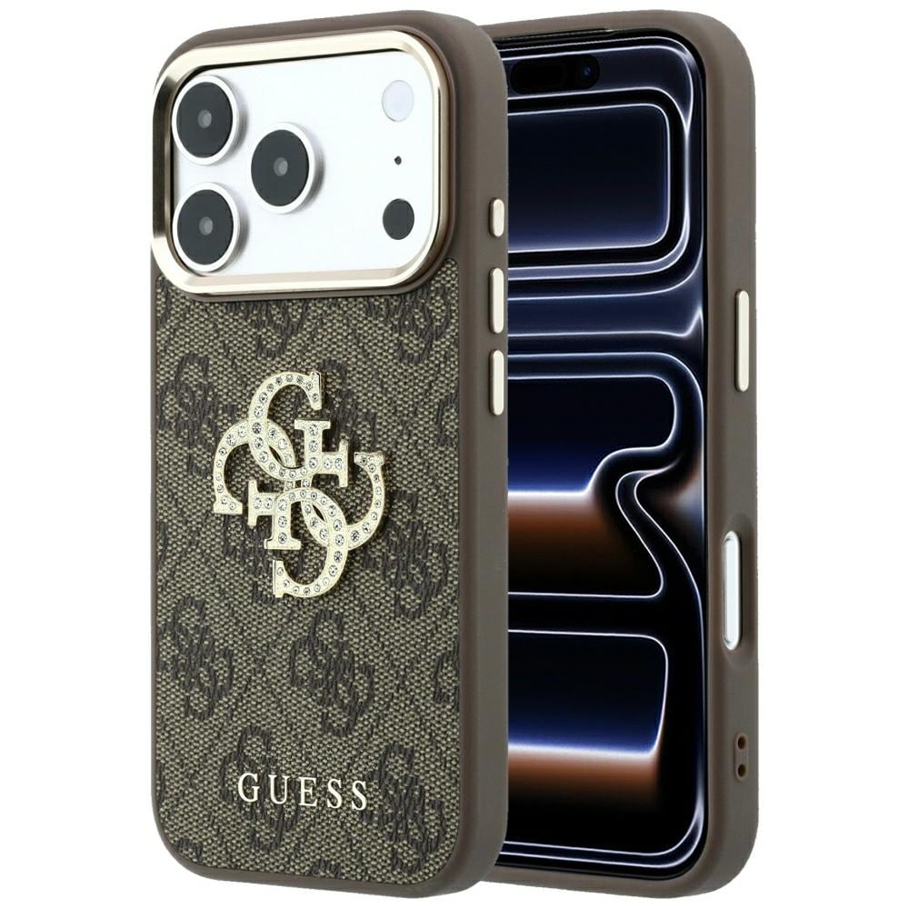 Guess 4G & Big Strass Logo-fodral för iPhone 17 Pro Max / 18 Pro Max – Brunt