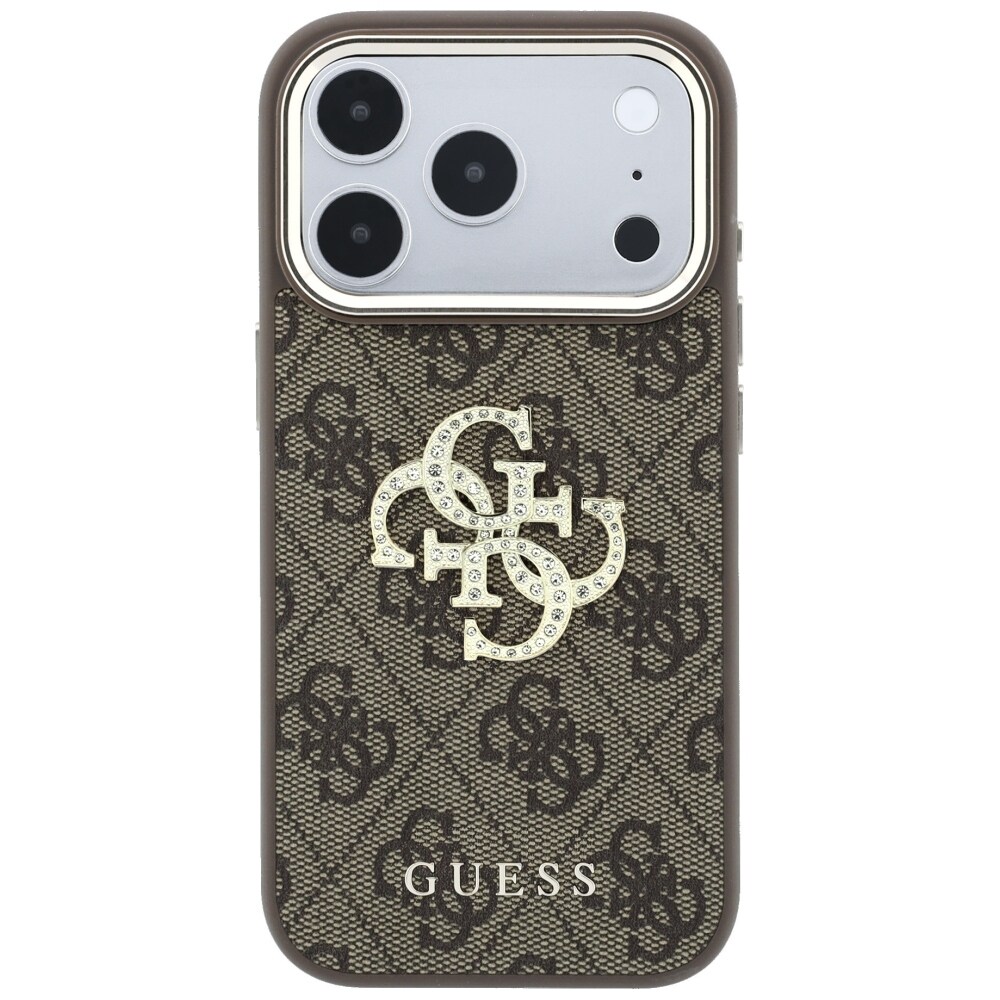 Guess 4G & Big Strass Logo-fodral för iPhone 17 Pro Max / 18 Pro Max – Brunt