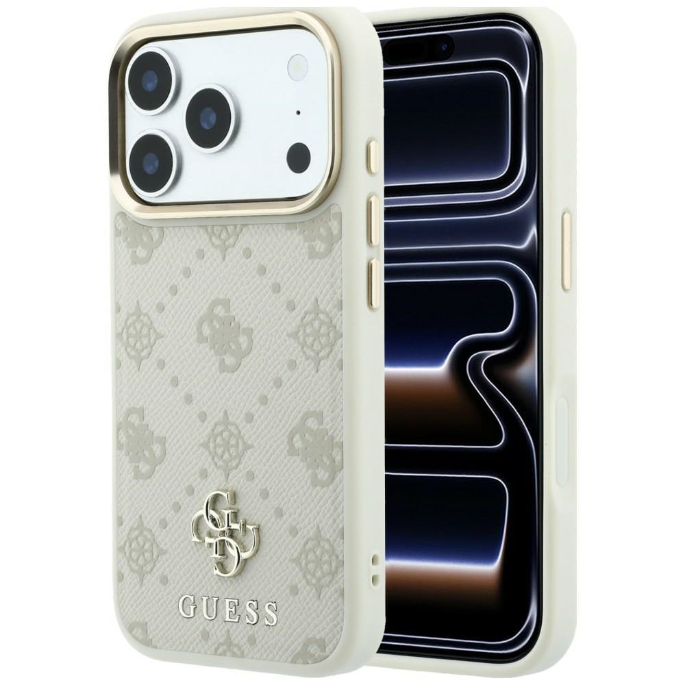 Guess Peony 4G MagSafe-fodral med litet logo för iPhone 17 Pro Max / 18 Pro Max – beige