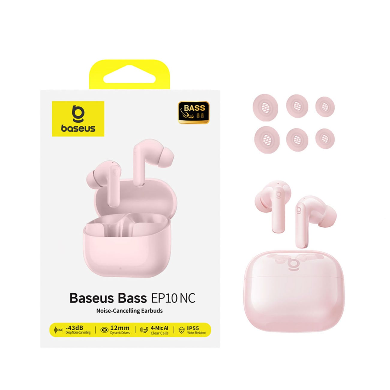 Baseus Bass EP10 TWS trådlösa in-ear-hörlurar med ANC – rosa