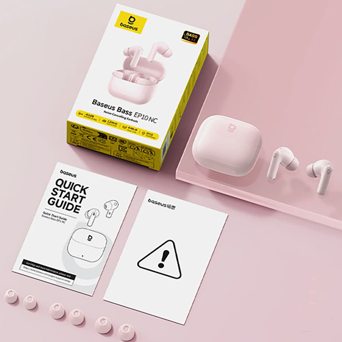 Baseus Bass EP10 TWS trådlösa in-ear-hörlurar med ANC – rosa