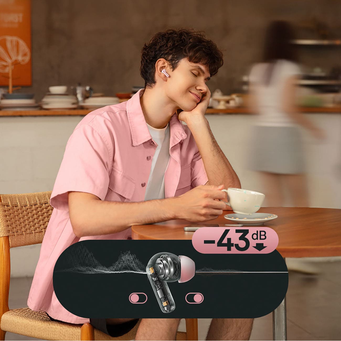Baseus Bass EP10 TWS trådlösa in-ear-hörlurar med ANC – rosa