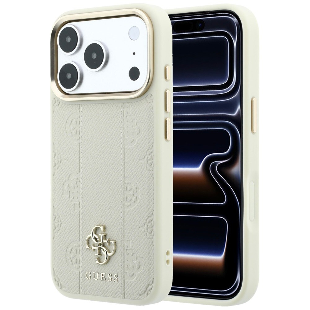 Guess Stripe Peony 4G Logo MagSafe-fodral för iPhone 18 Pro Max / 17 Pro Max – beige