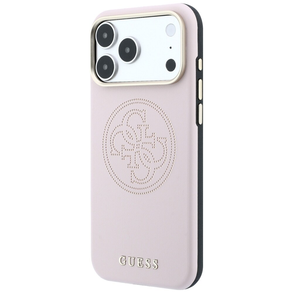 Guess perforerat 4G-fodral med guldlogotyp och MagSafe för iPhone 17 Pro Max / 18 Pro Max – Rosa