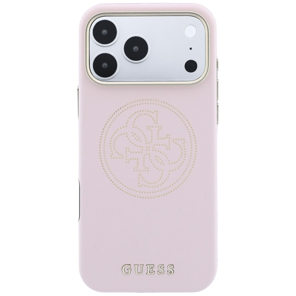 Guess perforerat 4G-fodral med guldlogotyp och MagSafe för iPhone 17 Pro Max / 18 Pro Max – Rosa