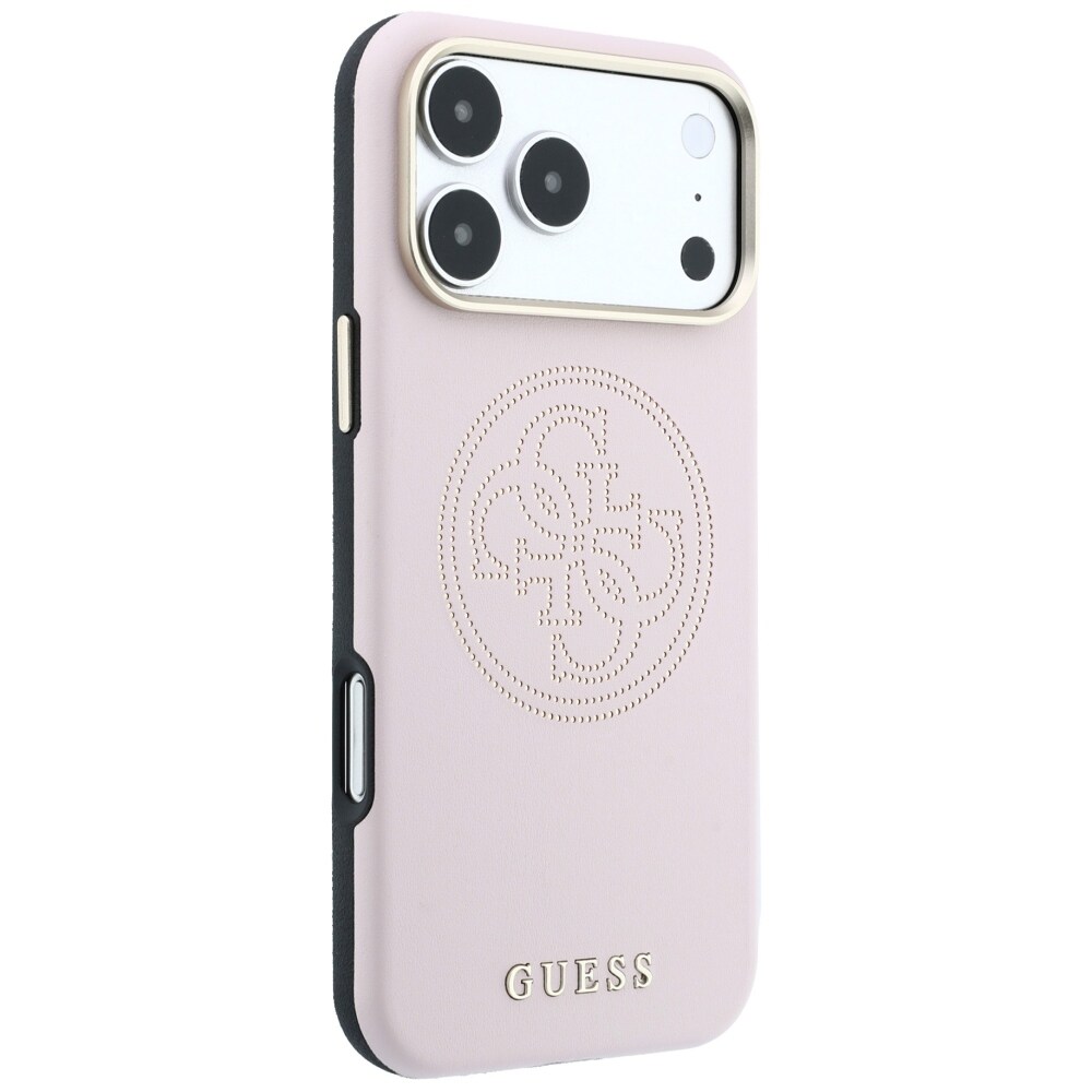 Guess perforerat 4G-fodral med guldlogotyp och MagSafe för iPhone 17 Pro Max / 18 Pro Max – Rosa