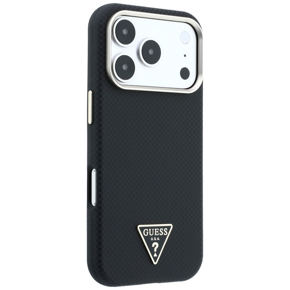 Guess MagSafe-fodral med Kevlar-triangel-logotyp för iPhone 17 Pro / 18 Pro – Svart