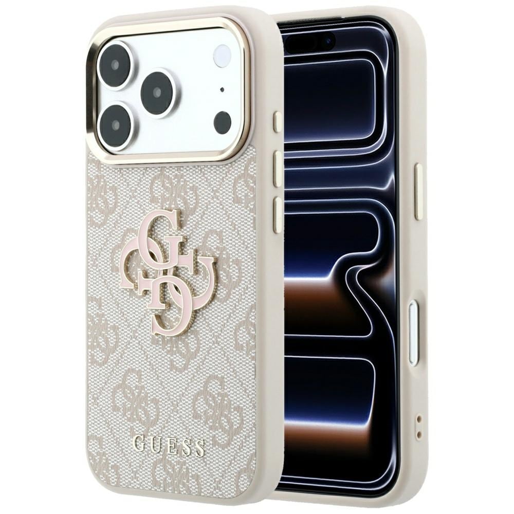 Guess 4G & Big Resin-logotypfodral för iPhone 17 Pro Max / 18 Pro Max – Rosa