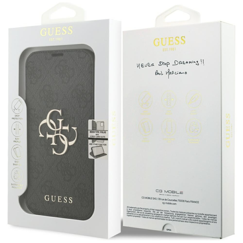 Guess Book 4G metal-logo-etui til iPhone 18 Pro / 17 Pro – Sort
