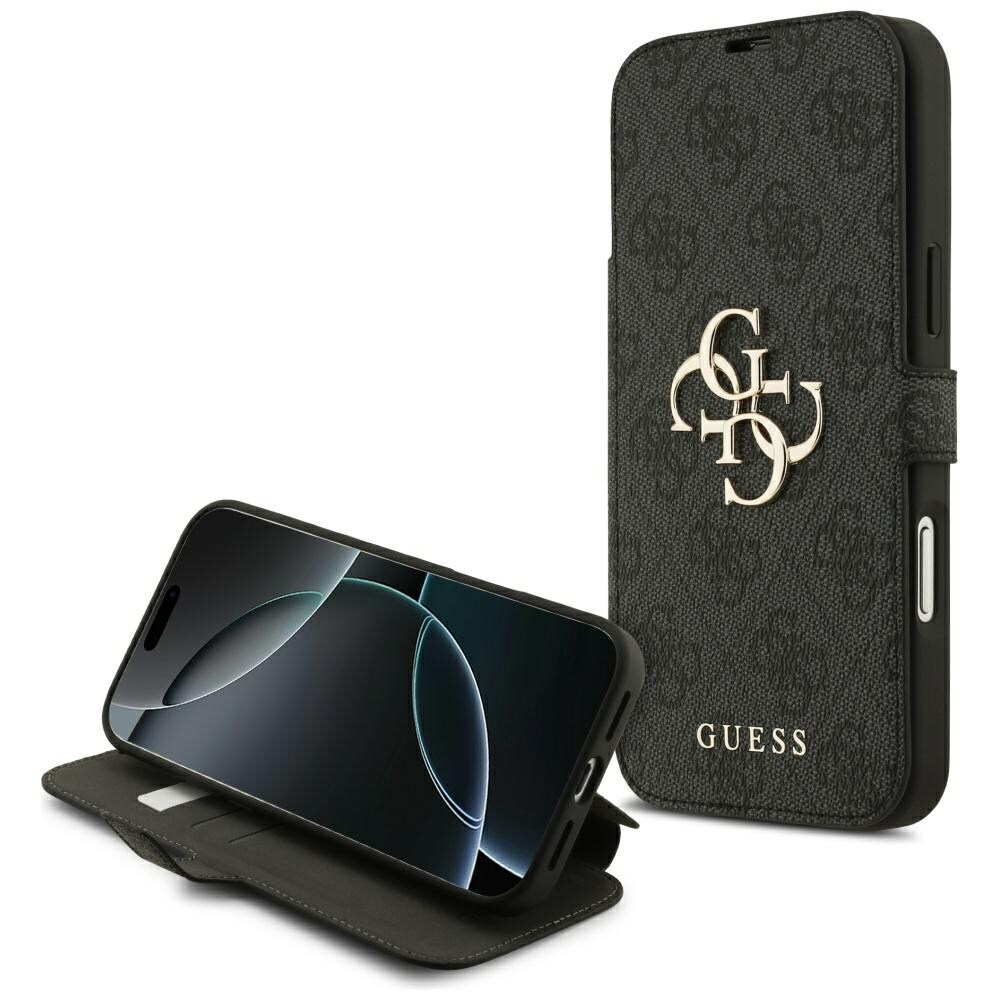 Guess Book 4G metallfodral med logotyp för iPhone 18 Pro Max / 17 Pro Max – Svart