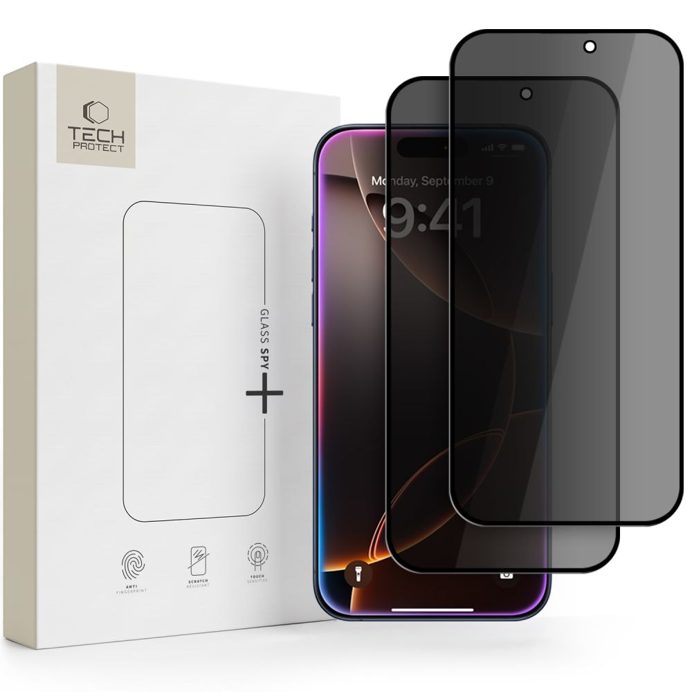Tech-Protect Glass SPY+ 2-pack – integritetsskyddande härdat glas för iPhone 18 Pro Max