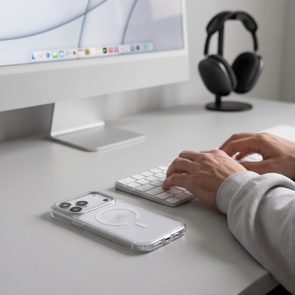 Tech-Protect MagStand MagSafe CC-fodral för iPhone 18 Pro / 17 Pro – genomskinligt