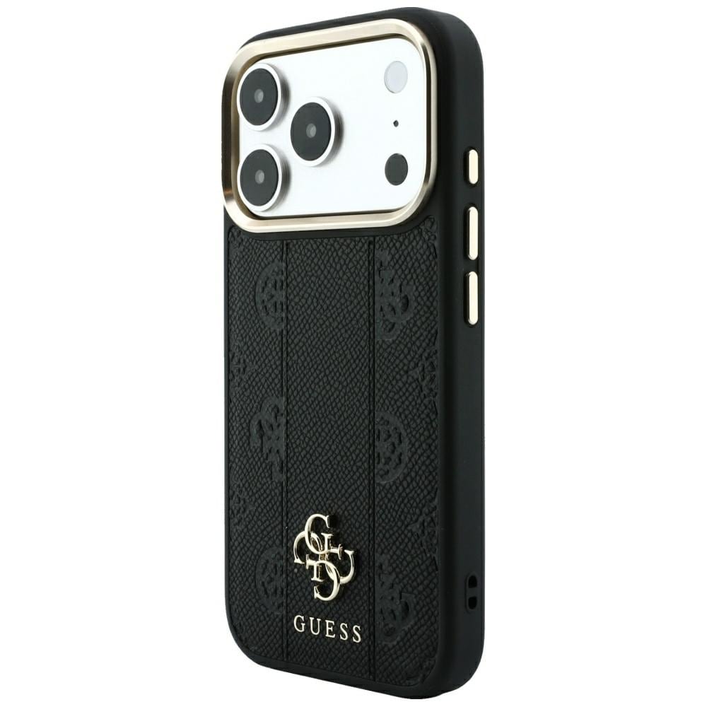 Guess Stripe Peony 4G Logo MagSafe-etui til iPhone 17 Pro / 18 Pro – Sort