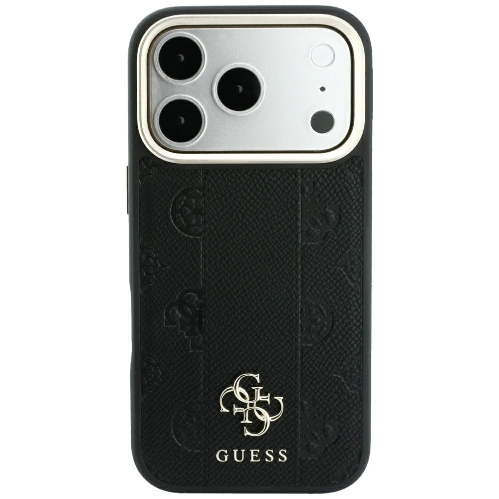 Guess Stripe Peony 4G Logo MagSafe-etui til iPhone 17 Pro / 18 Pro – Sort