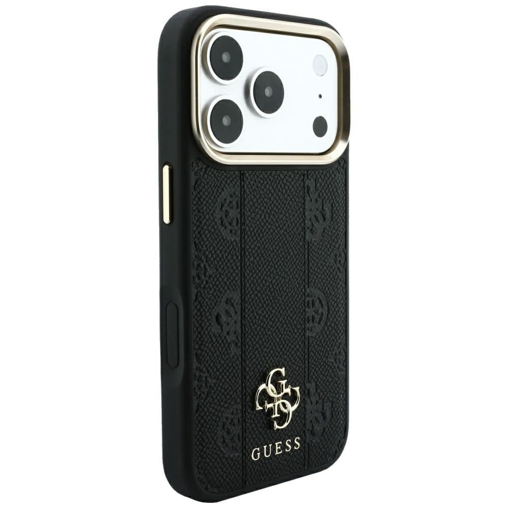 Guess Stripe Peony 4G Logo MagSafe-etui til iPhone 17 Pro / 18 Pro – Sort