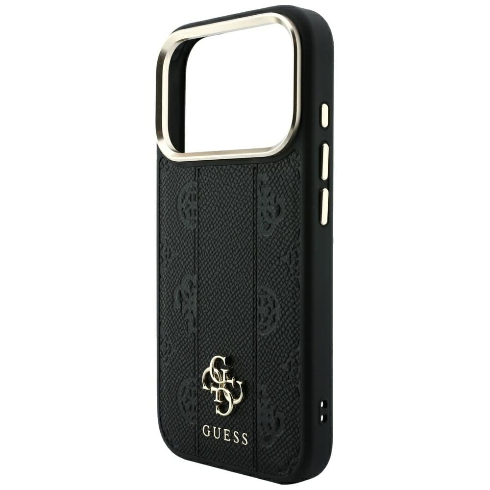 Guess Stripe Peony 4G Logo MagSafe-etui til iPhone 17 Pro / 18 Pro – Sort