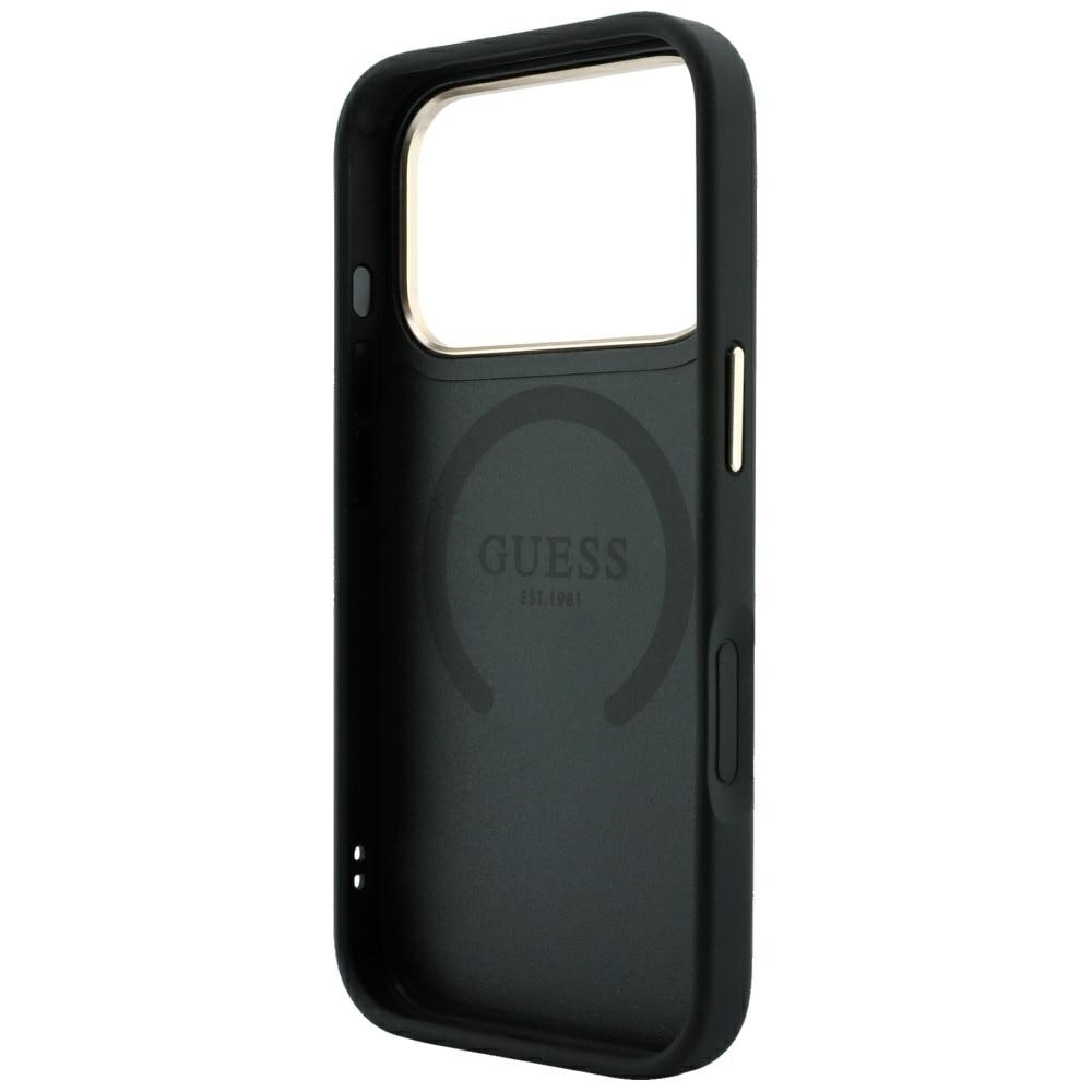 Guess Stripe Peony 4G Logo MagSafe-etui til iPhone 17 Pro / 18 Pro – Sort