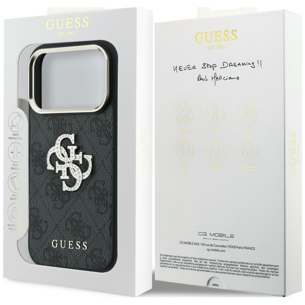 Guess 4G & Big Strass Logo-fodral för iPhone 17 Pro Max / 18 Pro Max – Svart