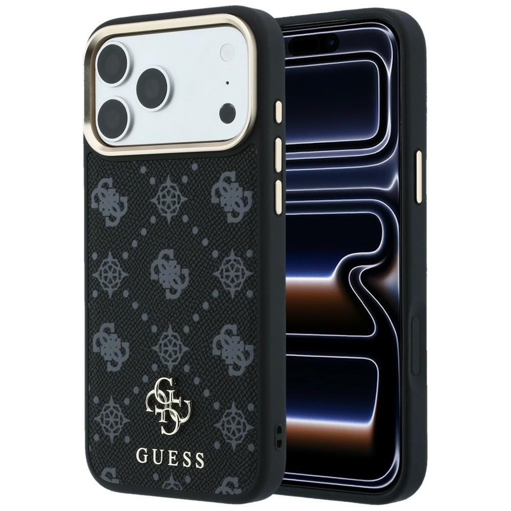 Guess Peony 4G MagSafe-fodral med litet logo för iPhone 17 Pro Max / 18 Pro Max – Svart