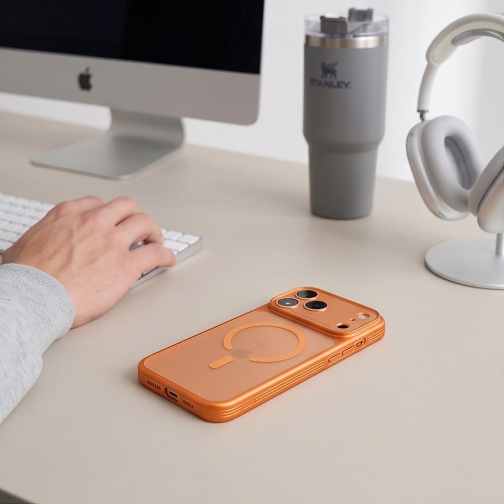 Tech-Protect MagPrime MagSafe CC-fodral för iPhone 18 Pro Max / 17 Pro Max – matt orange