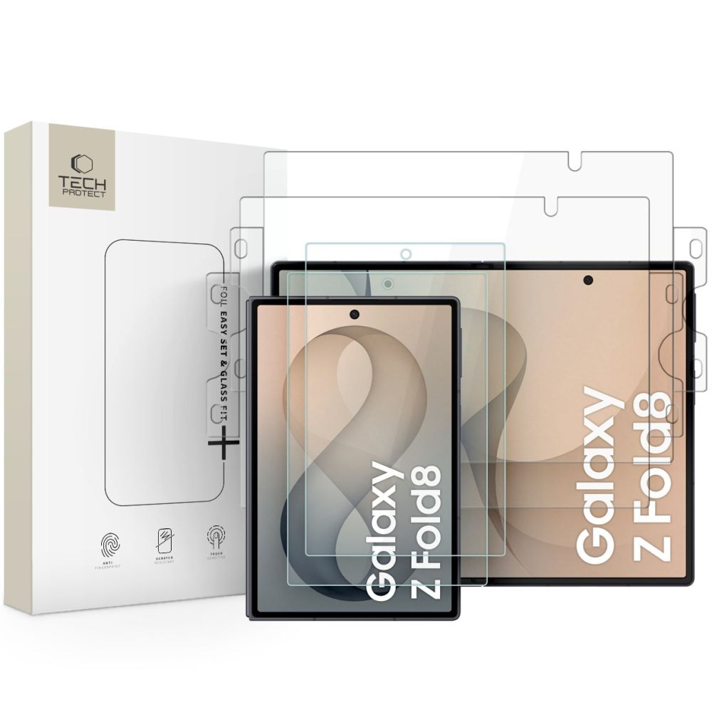 Tech-Protect Glass Fit+ 2-pack härdat glas + Hydro Flex+ 2-pack hydrogel-skyddsfilm – transparent
