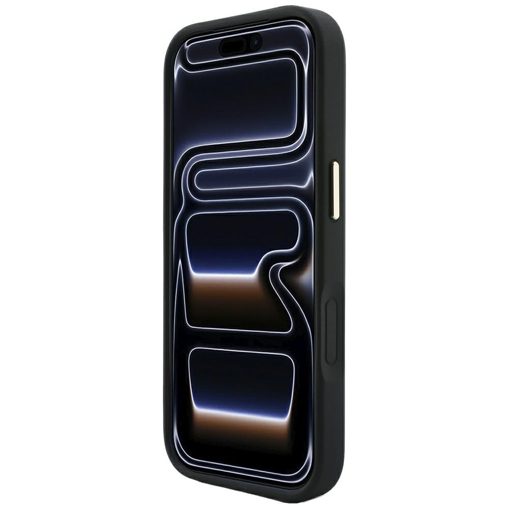 Guess 4G med Stripe-logotyper (runda & Classic) – MagSafe-fodral iPhone 17 Pro/18 Pro – Svart
