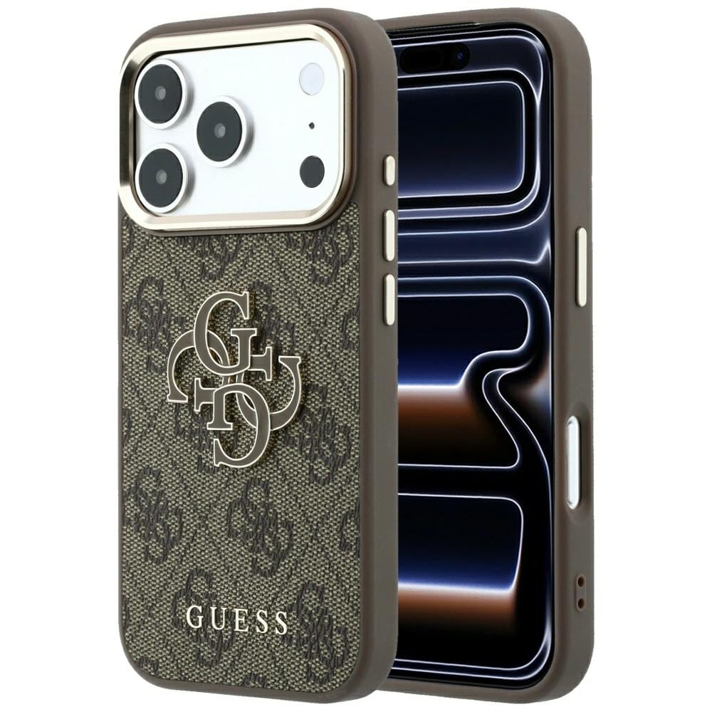 Guess 4G & Big Resin Logo-fodral för iPhone 17 Pro Max / 18 Pro Max – Brunt