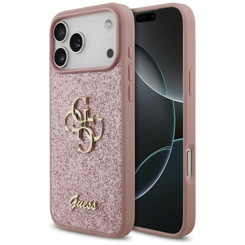 Guess Fixed Glitter Big 4G-fodral för iPhone 18 Pro Max / 17 Pro Max – Rosa