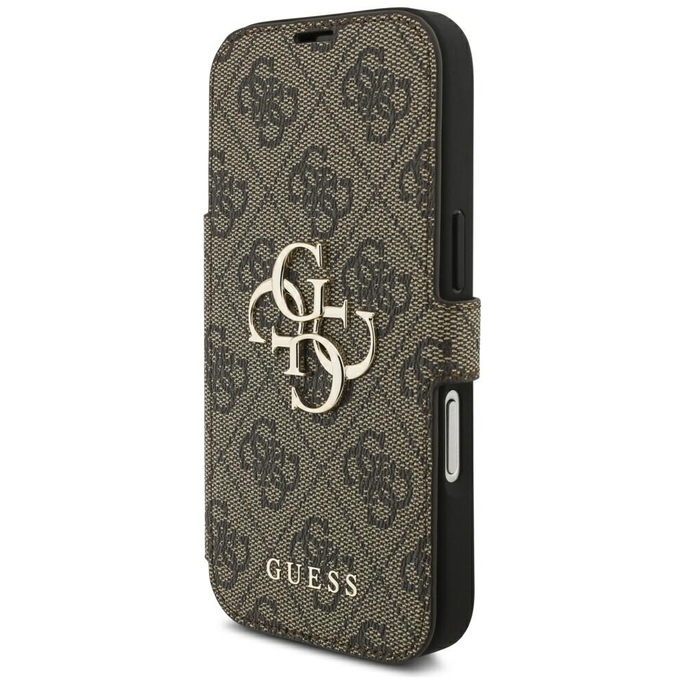 Guess Book 4G metallfodral med logotyp för iPhone 18 Pro / 17 Pro – Brunt