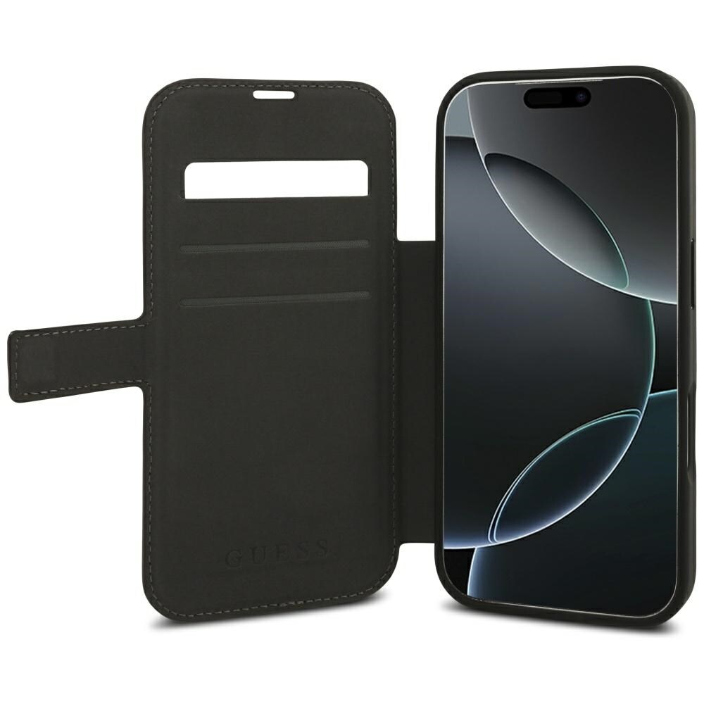 Guess Book 4G metallfodral med logotyp för iPhone 18 Pro / 17 Pro – Brunt