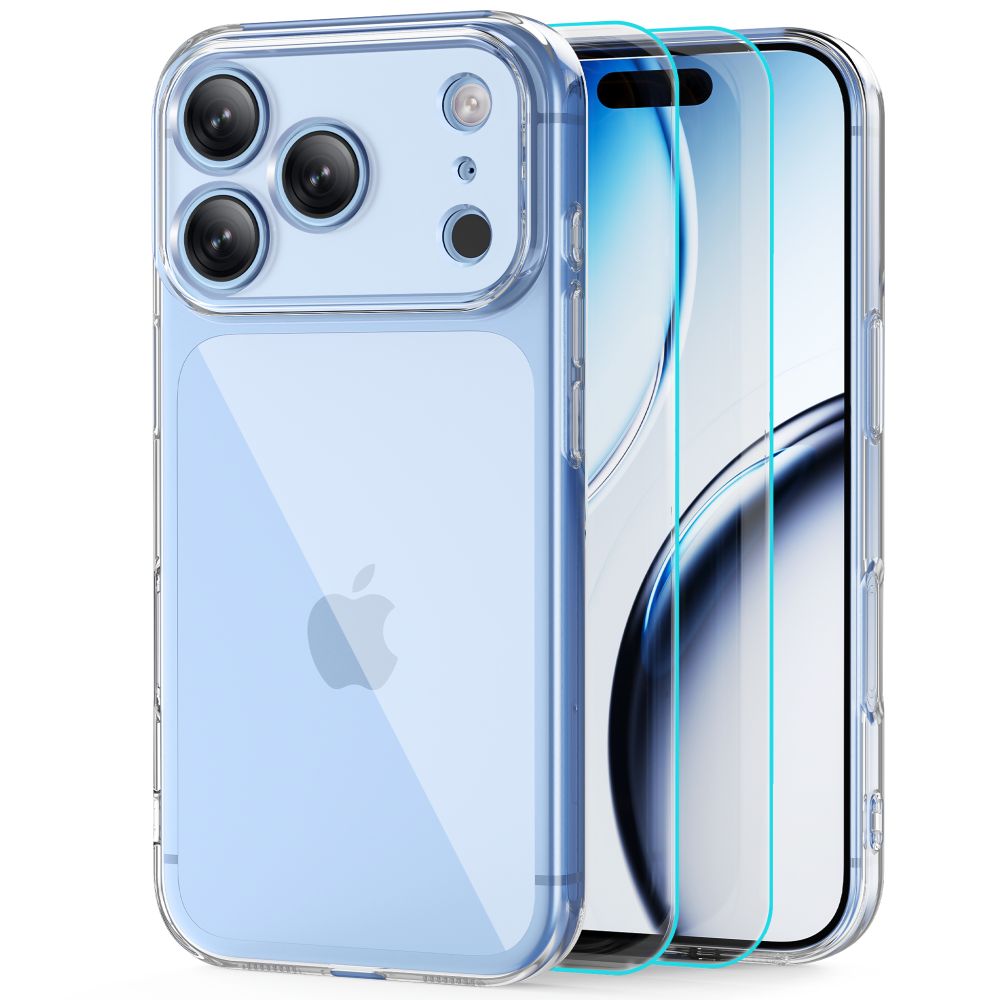 Tech-Protect FlexAir-fodral + Glass Fit+ 2-pack härdat glas iPhone 18/17 Pro Max – Klart