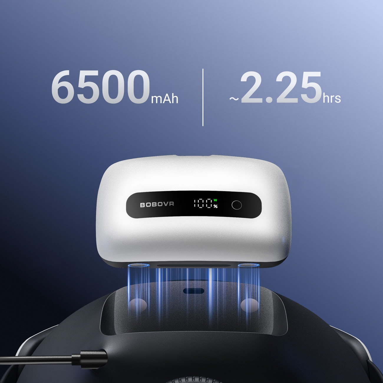 BoboVR BM60-1 6500 mAh-batteri för BoboVR M3 Pro+ och BoboVR M3 med laddningsstation – vitt