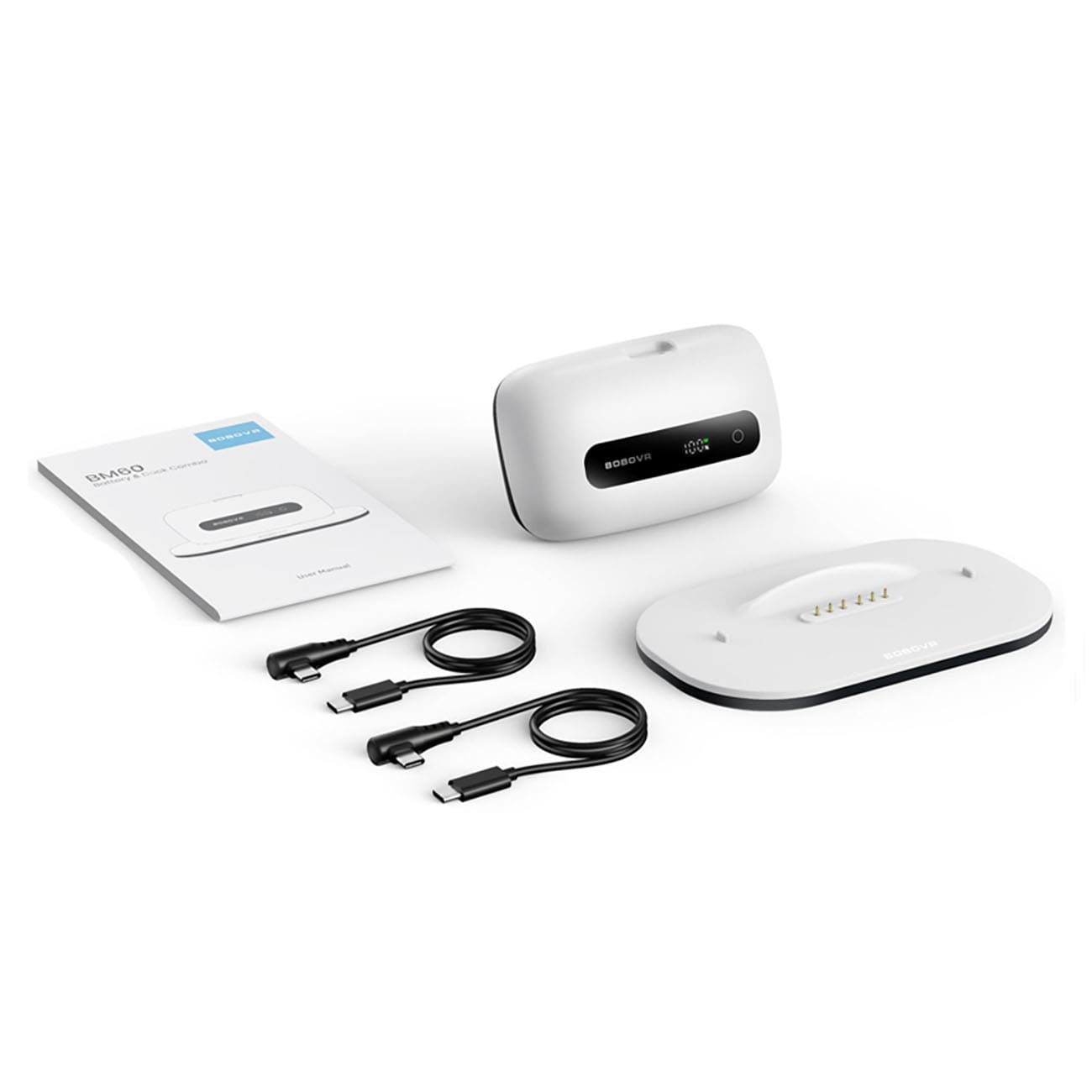 BoboVR BM60-1 6500 mAh-batteri för BoboVR M3 Pro+ och BoboVR M3 med laddningsstation – vitt