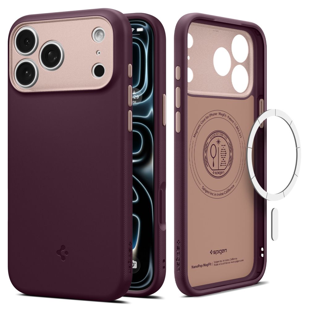 Spigen Nano Pop MagSafe-fodral för iPhone 18 Pro Max / 17 Pro Max – mörk Cherry