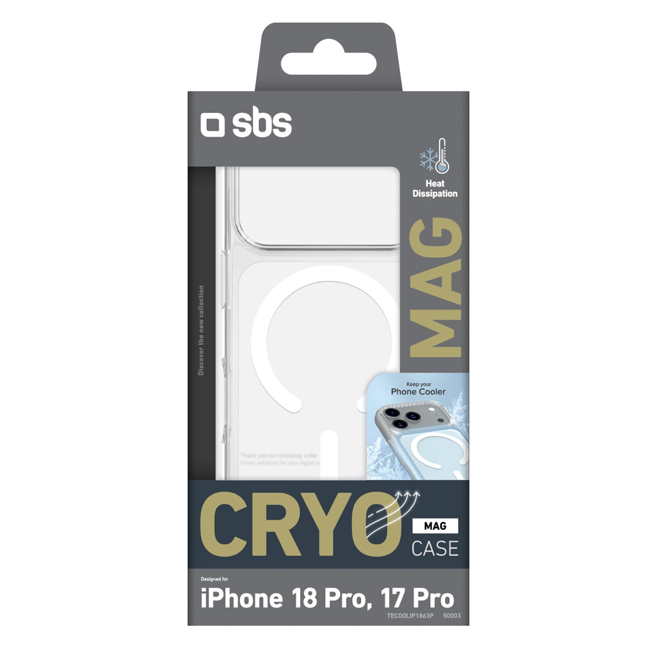 SBS Cryo Mag-etui til iPhone 18 Pro / 17 Pro – kompatibelt med MagSafe – gennemsigtigt