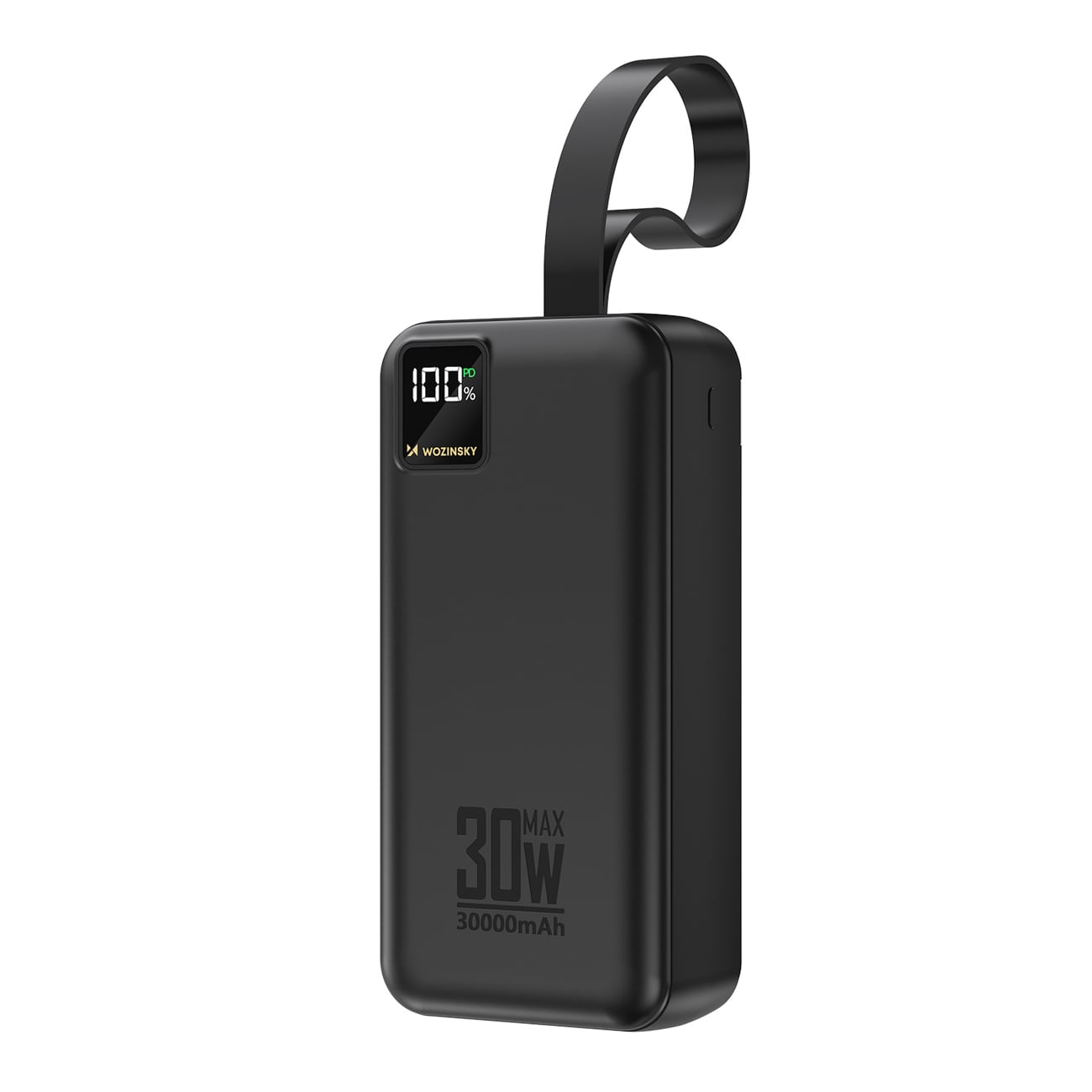 Wozinsky W8-W 30 000 mAh 30 W powerbank med 2x USB-A och USB-C samt ficklampa – Svart