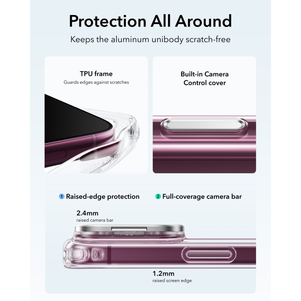 ESR Classic Hybrid-etui med støttefod og MagSafe til iPhone 18 Pro / 17 Pro – gennemsigtigt