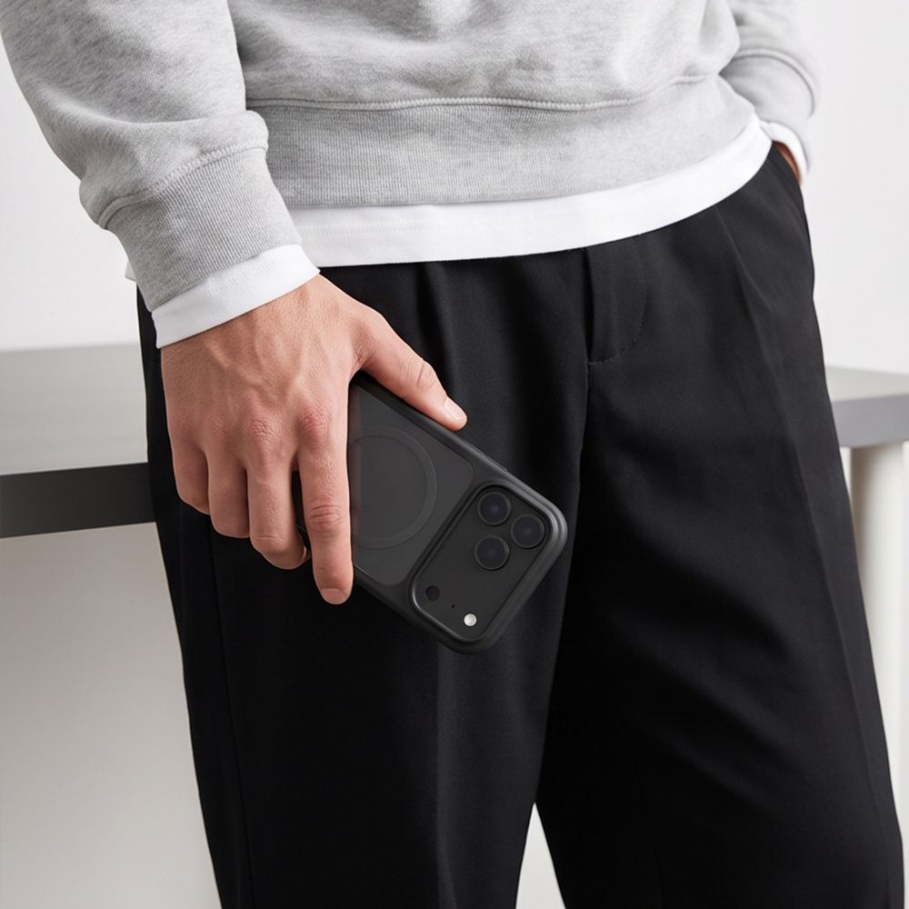 Tech-Protect MagOne CC MagSafe-etui + hærdet glas (2-pak) til iPhone 18 Pro / 17 Pro – Klar sort