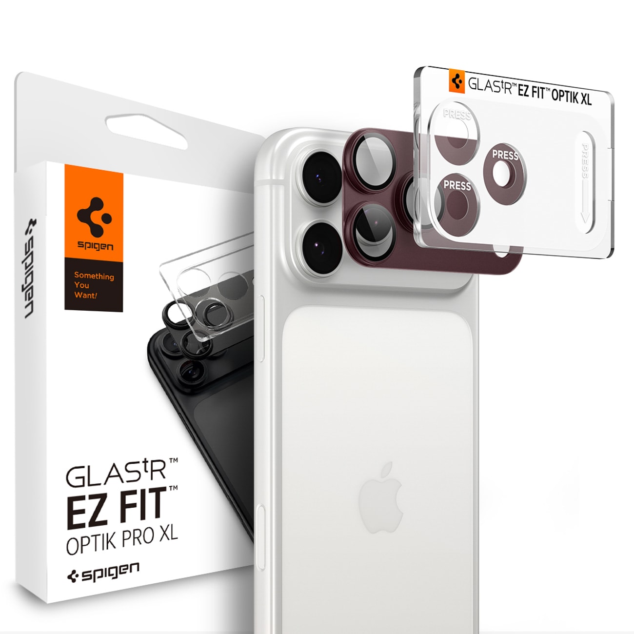 Spigen Optik Pro XL GLAS.TR EZ FIT härdat glas till iPhone 18 Pro – Dark Cherry