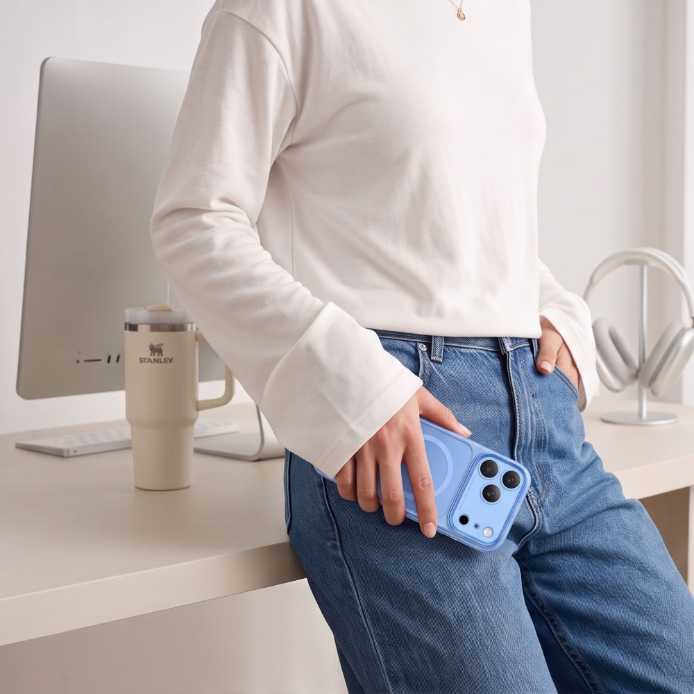 Tech-Protect MagPrime MagSafe CC-etui til iPhone 18 Pro / 17 Pro – lysblå, mat